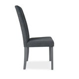 sedia eric in legno colore grigio con seduta in tessuto grigio, design accogliente ideale per sedute prolungate