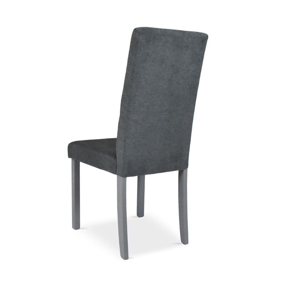 sedia eric in legno colore grigio con seduta in tessuto grigio, perfetta combinazione di eleganza e comfort