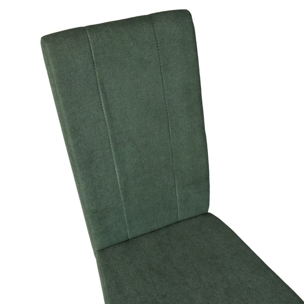 sedia tom in legno colore rovere con seduta in tessuto colore verde, design accogliente ideale per sedute prolungate