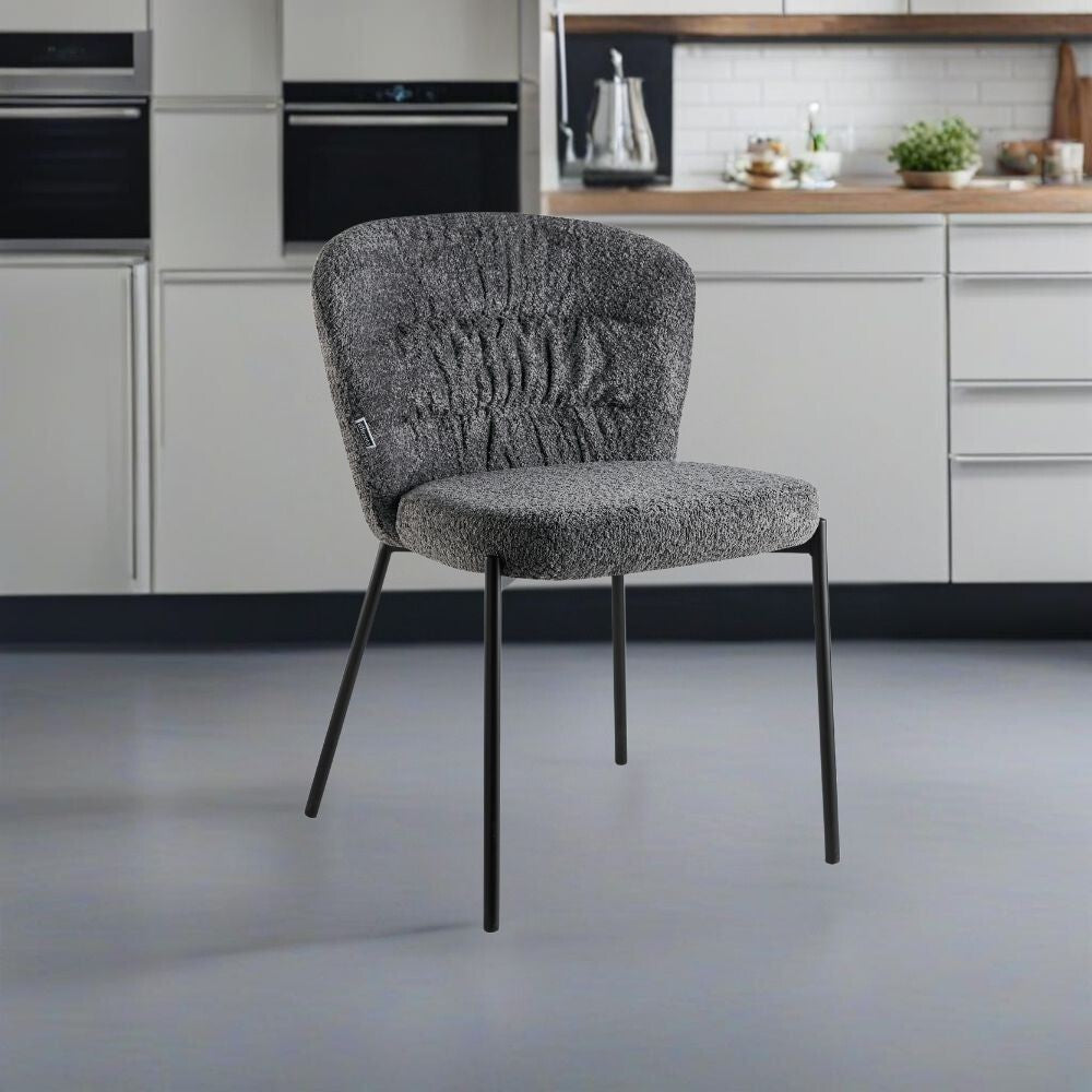 sedia imbottita cami in tessuto teddy grigio, sedia imbottita con rivestimento in tessuto o velluto