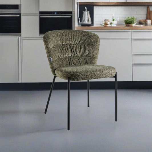 sedia imbottita cami in tessuto teddy verde, sedia imbottita con rivestimento in tessuto o velluto