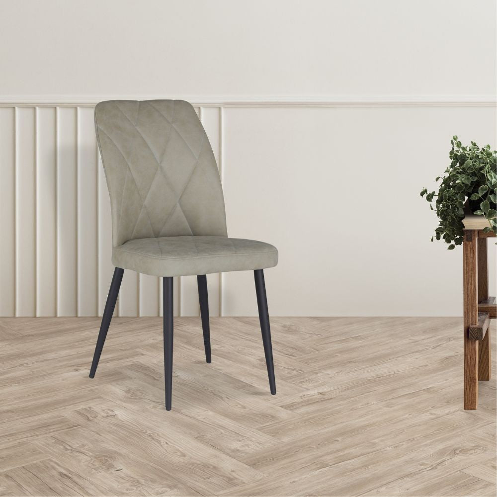 sedia vika in nabuk uras 2 tortora con piedini neri, sedia imbottita con rivestimento in tessuto o velluto