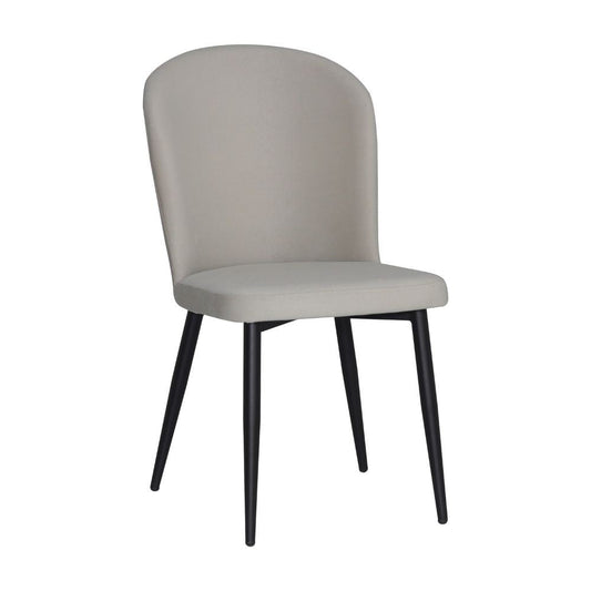 sedia barka in tessuto anka 04 colore grigio chiaro con piedi neri, dettaglio dell’imbottitura morbida e confortevole