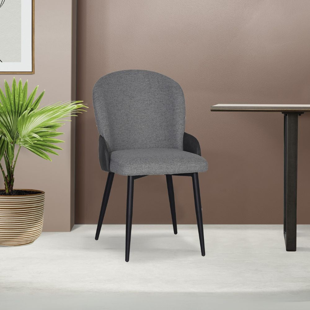 sedia simo in tessuto nordic 16 grigio chiaro con dettaglio posteriore in nabuk uras 10 antracite e gambe in metallo nere, sedia imbottita con rivestimento in tessuto o velluto