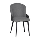 sedia simo in tessuto nordic 16 grigio chiaro con dettaglio posteriore in nabuk uras 10 antracite e gambe in metallo nere, dettaglio dell’imbottitura morbida e confortevole