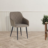 sedia rarra in tessuto anka 06 tortora e gambe nere, sedia imbottita con rivestimento in tessuto o velluto