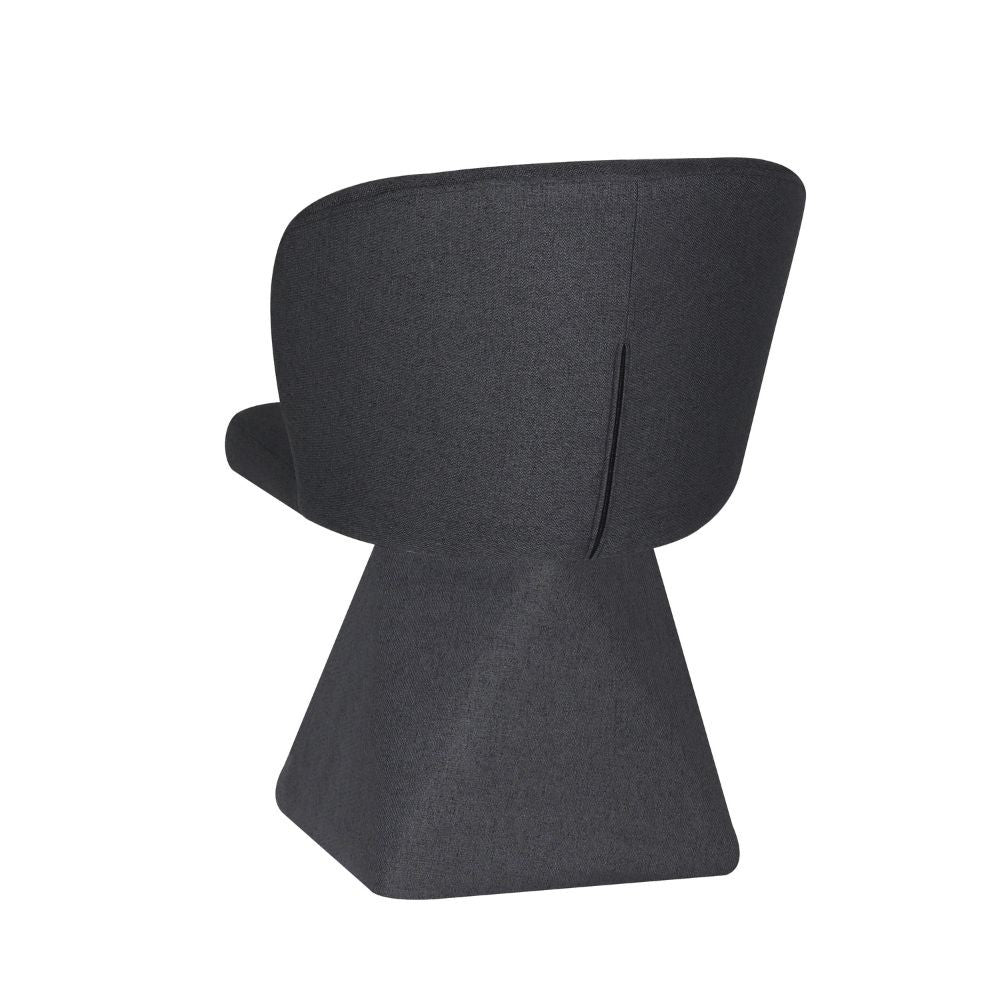 sedia girevole piyan in tessuto nordic 18 colore grigio scuro, vista ambientata in soggiorno o sala da pranzo