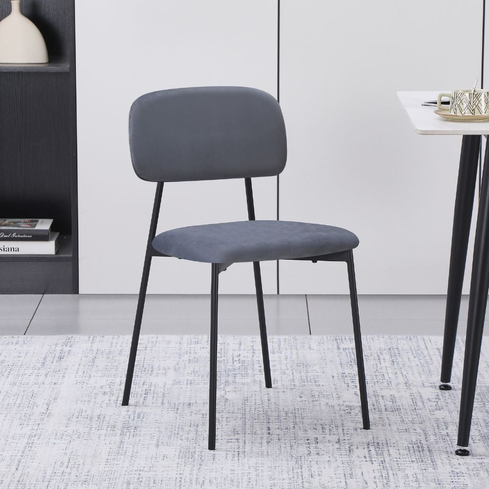 sedia shen in vellutino colore grigio e struttura in metallo nero, sedia imbottita con rivestimento in tessuto o velluto