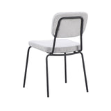 sedia juno in tessuto colore grigio chiaro e struttura in metallo nero, perfetta combinazione di eleganza e comfort