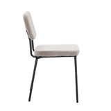 sedia juno in tessuto colore taupe e struttura in metallo nero, design accogliente ideale per sedute prolungate