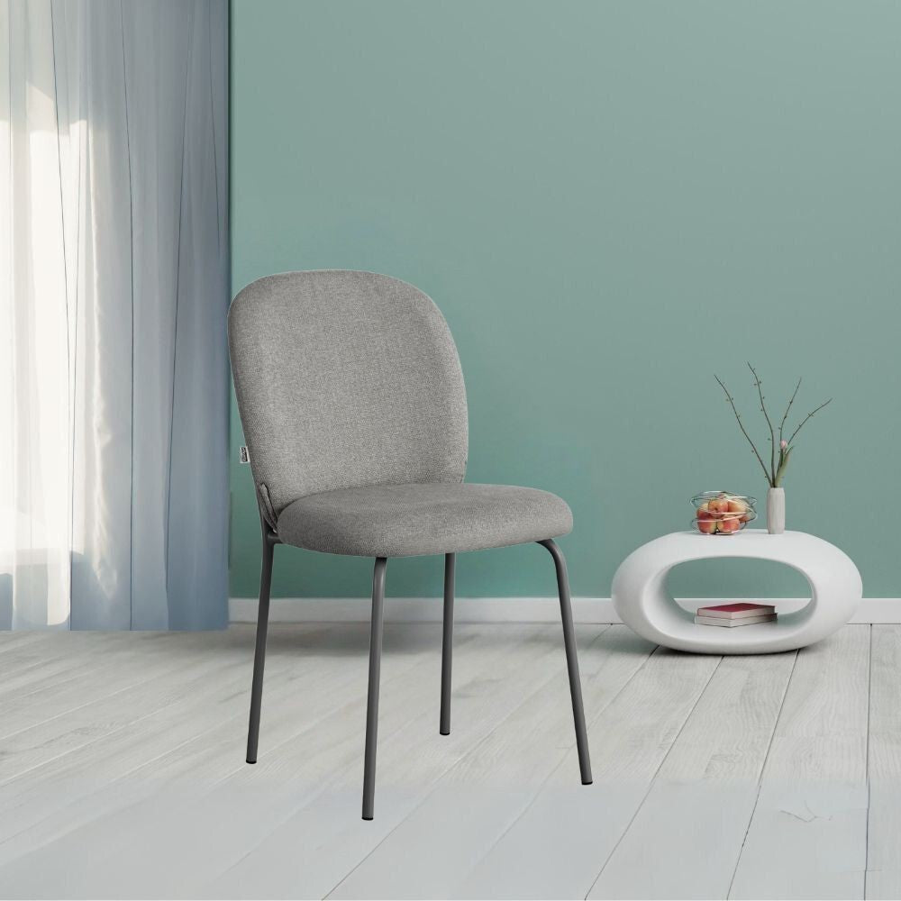 sedia imbottita turi in tessuto grigio, sedia imbottita con rivestimento in tessuto o velluto