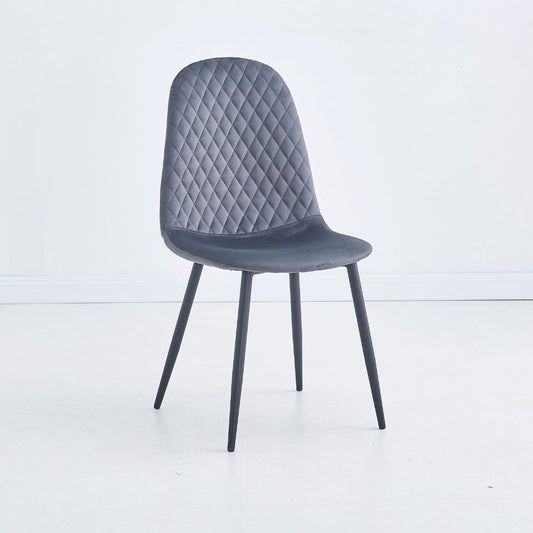 sedia imbottita bretta in vellutino colore grigio e gambe nere, sedia imbottita con rivestimento in tessuto o velluto