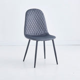 sedia imbottita bretta in vellutino colore grigio e gambe nere, sedia imbottita con rivestimento in tessuto o velluto