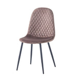 sedia imbottita bretta in vellutino colore taupe e gambe nere, vista ambientata in soggiorno o sala da pranzo