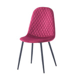 sedia imbottita bretta in vellutino colore rosso e gambe nere, vista ambientata in soggiorno o sala da pranzo