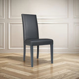 sedia nancy in ecopelle piombo con gambe in tinta, sedia imbottita con rivestimento in tessuto o velluto