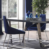 sedia enzio tessuto blu parliament, sedia imbottita con rivestimento in tessuto o velluto