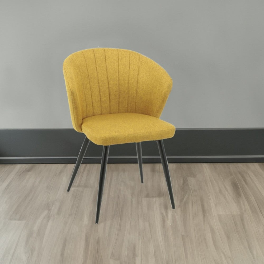 sedia krid tessuto giallo e piedi metallo nero, sedia imbottita con rivestimento in tessuto o velluto