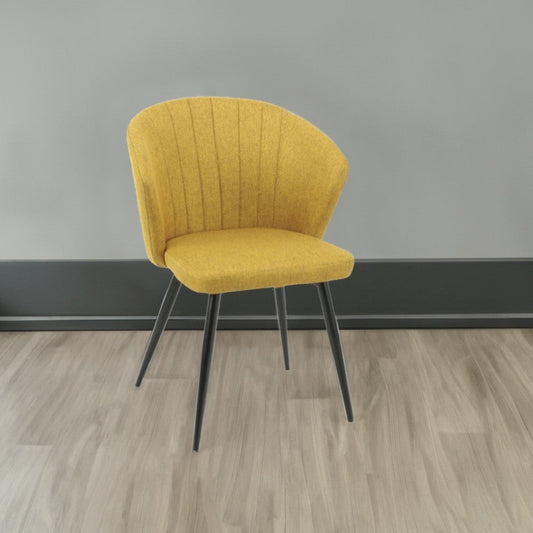 sedia krid tessuto giallo e piedi metallo nero, sedia imbottita con rivestimento in tessuto o velluto