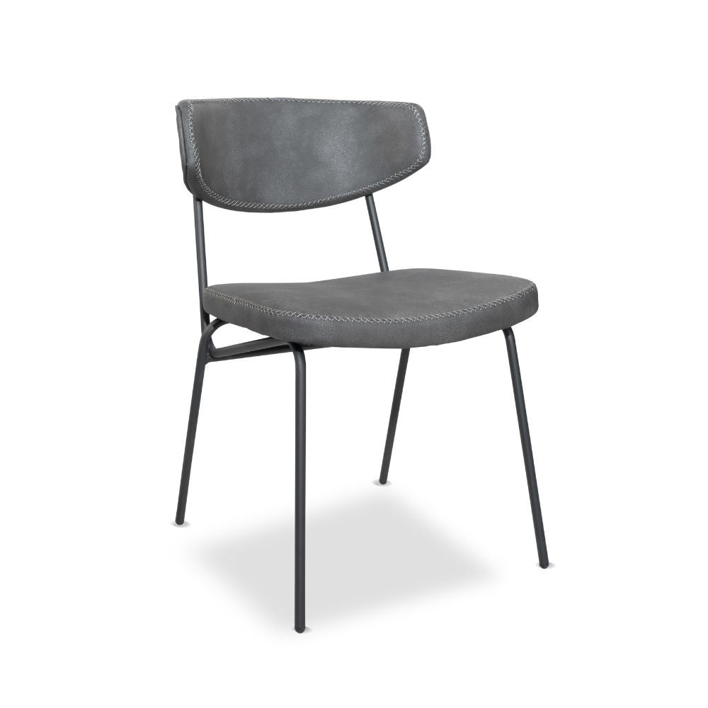 sedia callisto colore grigio vintage gambe metallo nero, sedia imbottita con rivestimento in tessuto o velluto