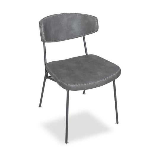 sedia callisto colore grigio vintage gambe metallo nero, dettaglio dell’imbottitura morbida e confortevole