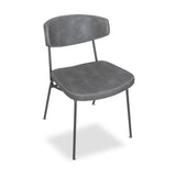 sedia callisto colore grigio vintage gambe metallo nero, dettaglio dell’imbottitura morbida e confortevole