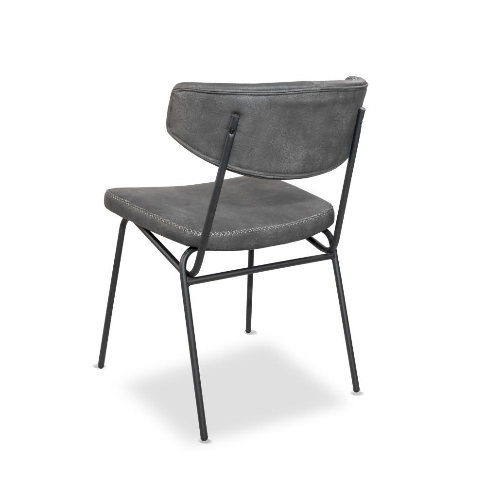 sedia callisto colore grigio vintage gambe metallo nero, vista ambientata in soggiorno o sala da pranzo