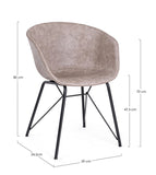 set di 2 poltroncine warhol in similpelle beige e gambe in acciaio nero, con braccioli, struttura robusta con rivestimento...