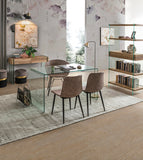 set di 2 poltroncine warhol in similpelle beige e gambe in acciaio nero, con braccioli, perfetta come sedia capotavola o...