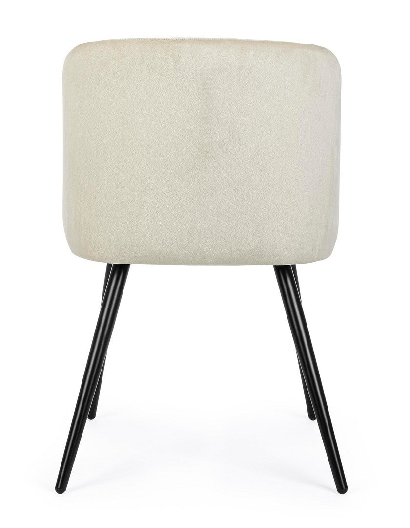 set di 2 sedie queen in velluto bianco, vista ambientata in soggiorno o sala da pranzo