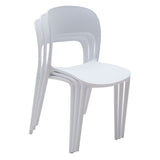 set di 4 sedie south beach in polipropilene bianco, ambientazione su terrazza, veranda o prato