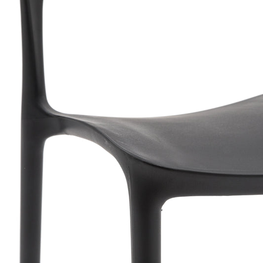 set di 4 sedie south beach in polipropilene nero, dettaglio della finitura in metallo, plastica o legno trattato