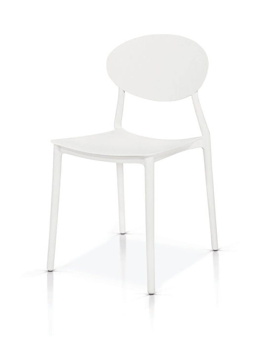 set di 4 sedie bang lamphu in polipropilene bianco schienale ovale, sedia per esterno resistente agli agenti atmosferici