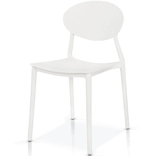 set di 4 sedie bang lamphu in polipropilene bianco schienale ovale, dettaglio della finitura in metallo, plastica o legno...