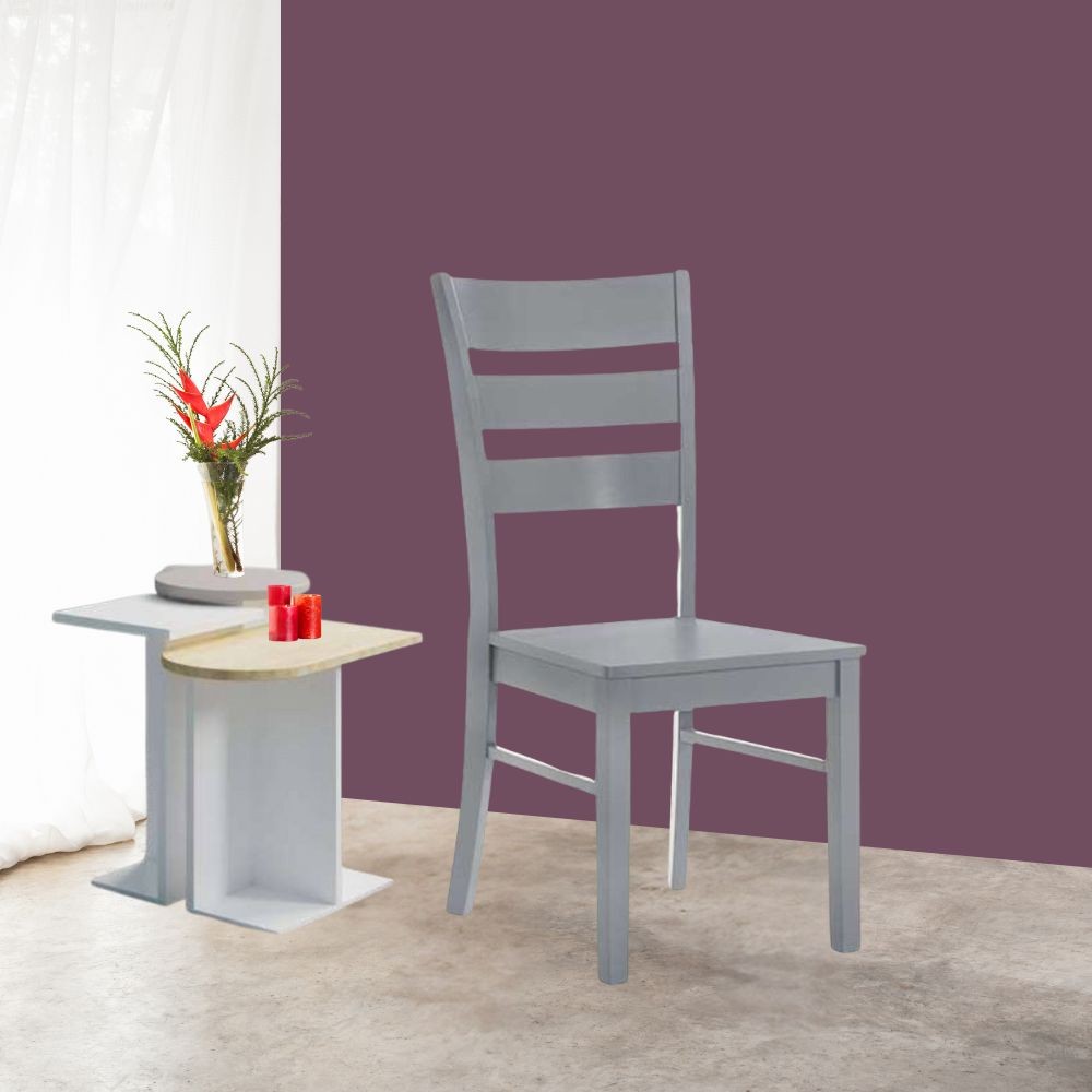 sedia in legno lisa colore grigio h 99x46x54.5 cm., sedia classica in legno massello per cucina o sala