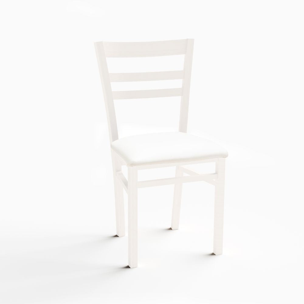 sedia cromica bianco opaco, sedia classica in legno massello per cucina o sala