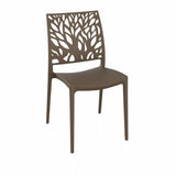 sedia tree in polipropilene rinforzata con fibra di vetro colore tortora, sedia moderna in plastica resistente e leggera