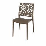 sedia tree in polipropilene rinforzata con fibra di vetro colore tortora, dettaglio della seduta ergonomica in polipropilene