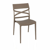 sedia flow in polipropilene rinforzata con fibra di vetro colore tortora, sedia moderna in plastica resistente e leggera