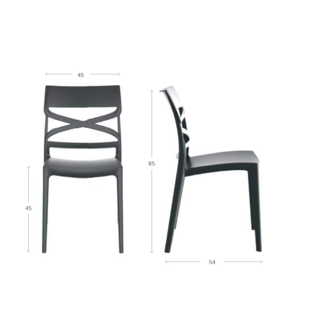 sedia flow in polipropilene rinforzata con fibra di vetro colore grigio metal, facile da pulire e perfetta per uso quotidiano