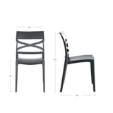 sedia flow in polipropilene rinforzata con fibra di vetro colore grigio metal, facile da pulire e perfetta per uso quotidiano