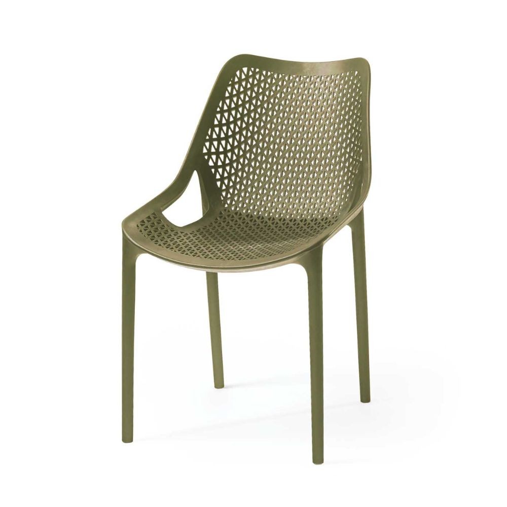 sedia bilros polipropilene verde oliva, dettaglio della seduta ergonomica in polipropilene