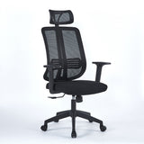 poltrona ufficio satia in tessuto e mesh nero con base nera, sedia ergonomica da ufficio per supporto lombare