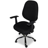 poltrona da ufficio cr415 tessuto nero con base cromata, perfetta per lunghe sessioni di lavoro al computer