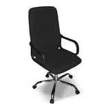 poltrona da ufficio cr106h in tessuto nero e base cromata, perfetta per lunghe sessioni di lavoro al computer