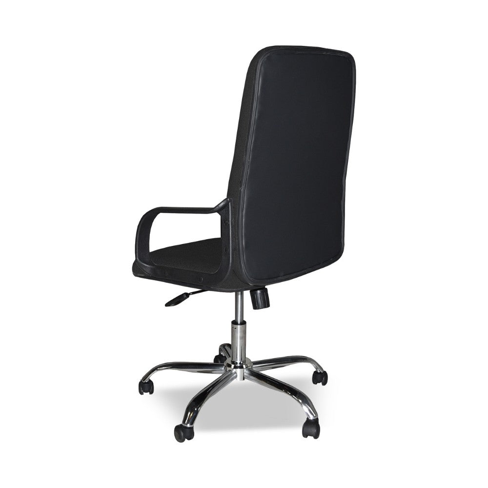 poltrona da ufficio cr106h in tessuto nero e base cromata, rivestimento traspirante in rete o tessuto tecnico