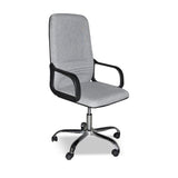poltrona da ufficio cr106h in tessuto grigio e base cromata, dettaglio di schienale regolabile e braccioli imbottiti