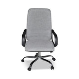 poltrona da ufficio cr106h in tessuto grigio e base cromata, vista ambientata in studio o postazione di lavoro