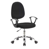 poltrona da ufficio cr131 in tessuto nero e base cromata, sedia ergonomica da ufficio per supporto lombare