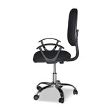 poltrona da ufficio cr131 in tessuto nero e base cromata, meccanismo reclinabile e regolabile in altezza